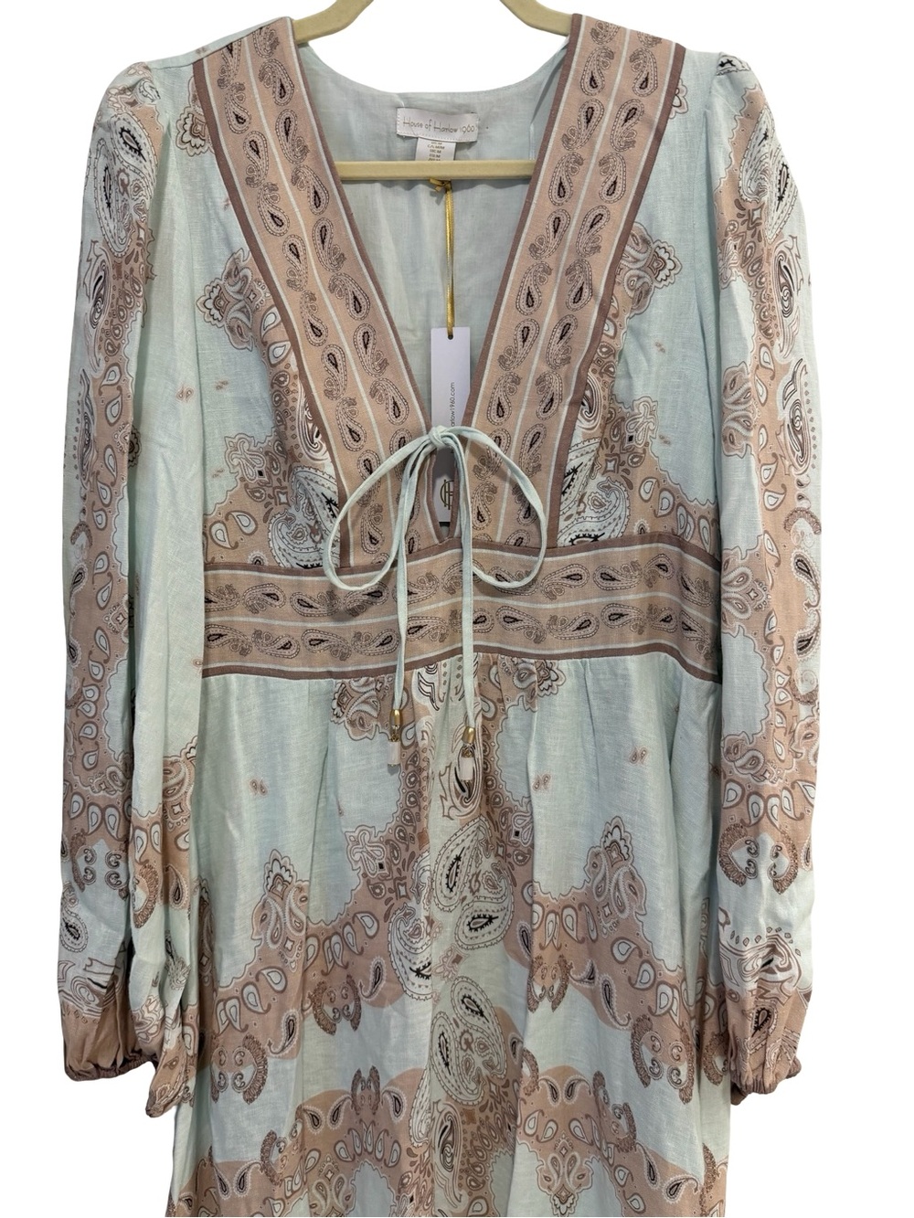 House of Harlow 1960 Floral Paisley Linen Maxi Dress M NWT - Picture 4 of 11